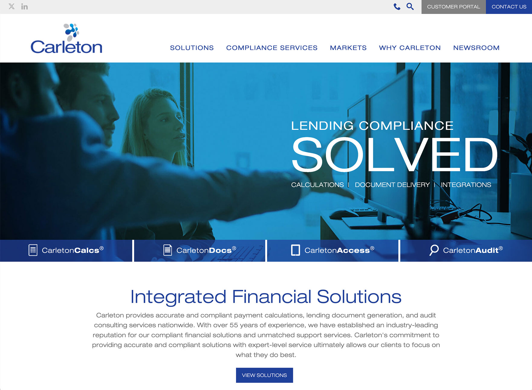 Screenshot of old Carleton website
